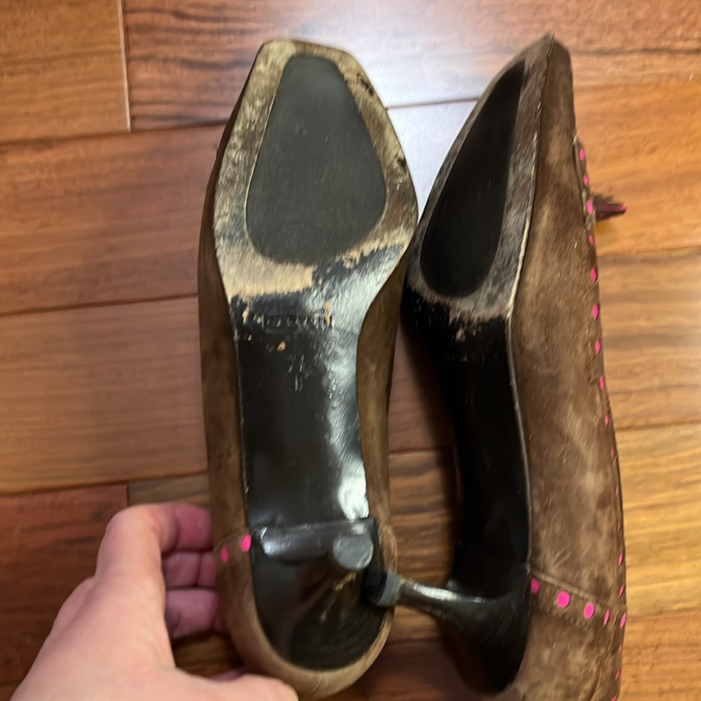 Coach Suede Jude Tassel Kitten Heel Pumps - Picture 9 of 11